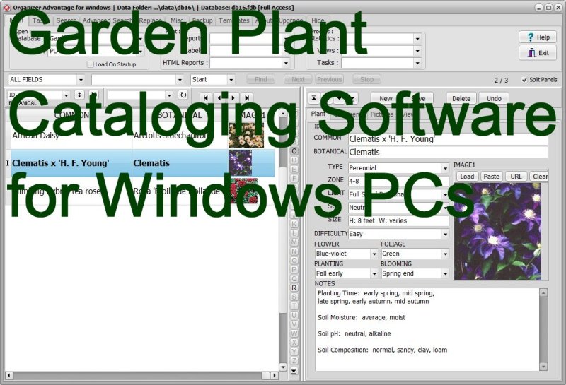 Garden Plant Cataloging Software for Windows PCs title